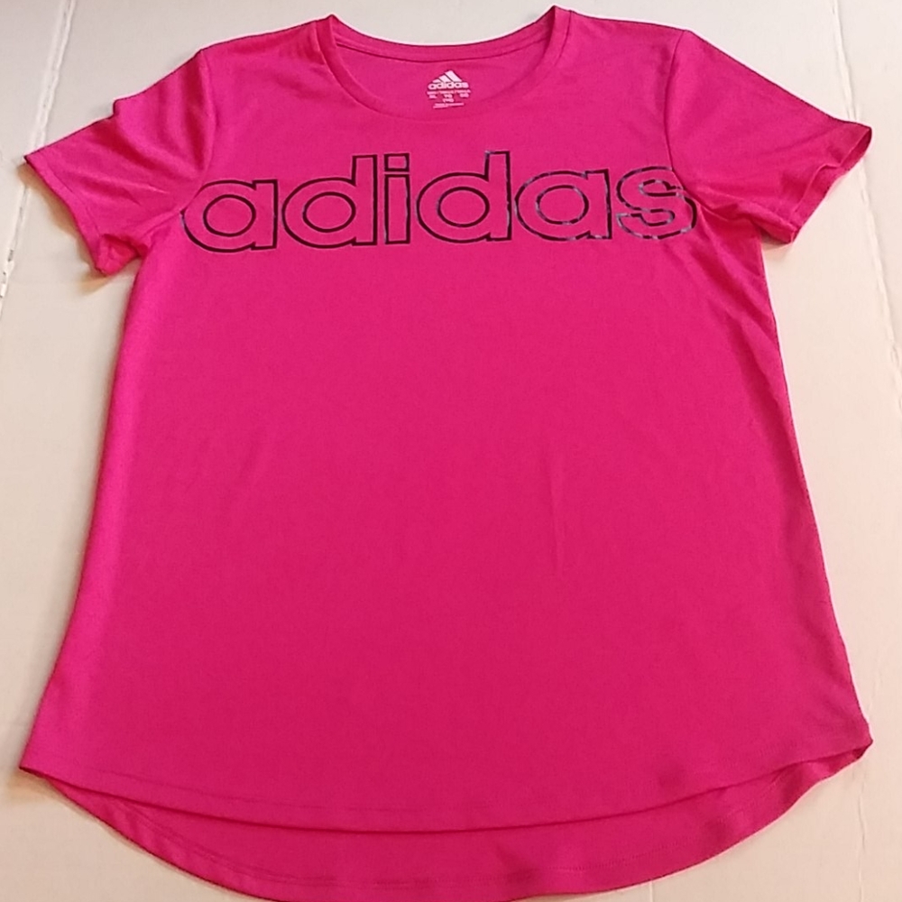 Girls pink Adidas XL climalite t-shirt new